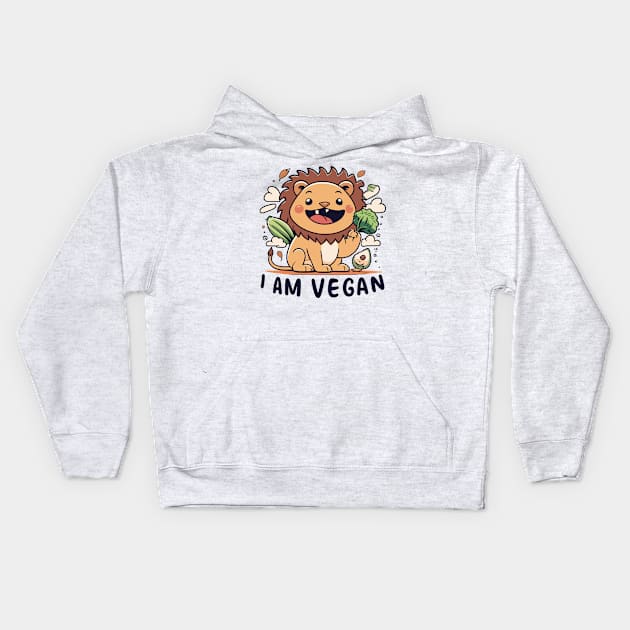 Vegan lion Kids Hoodie by Spaceboyishere